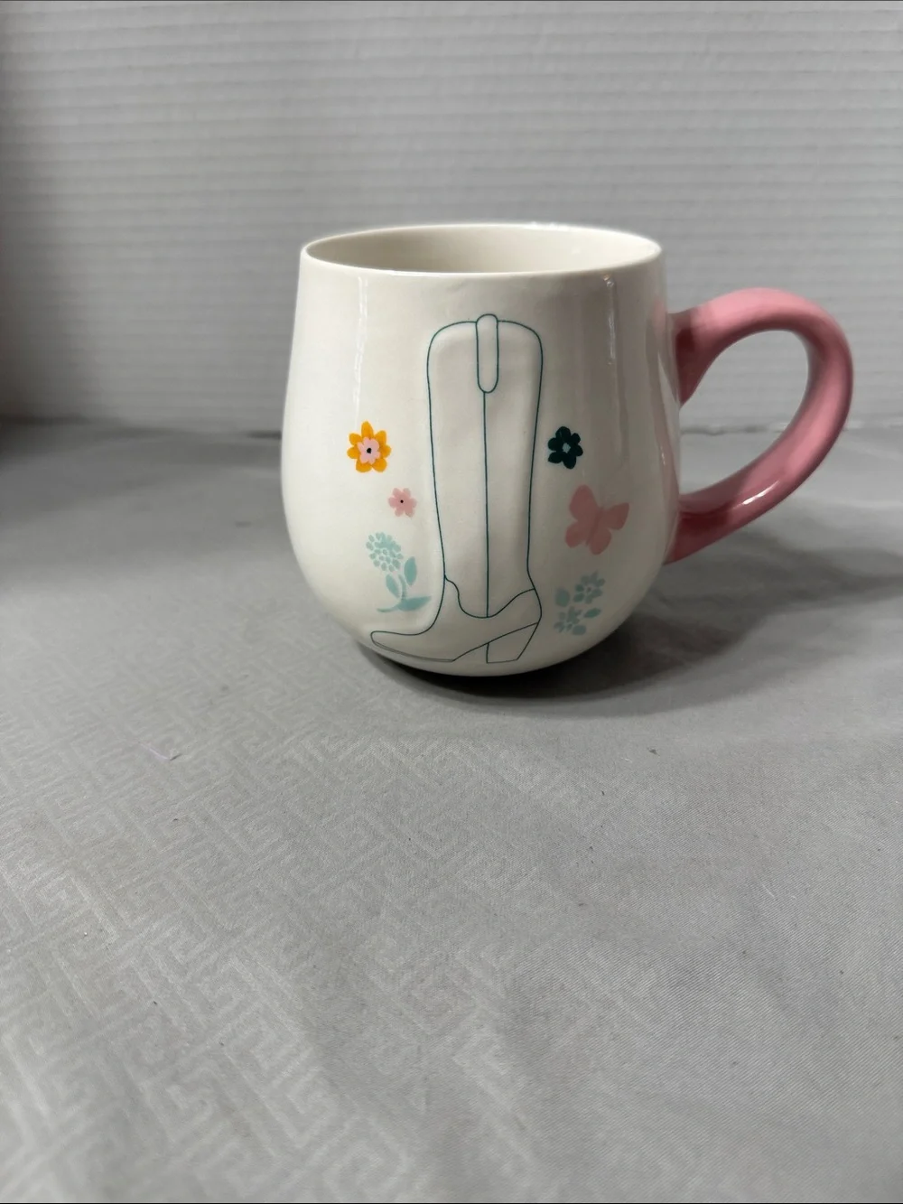 Dolly Parton Floral Cowboy Boot Ceramic Mug with Pink Handle